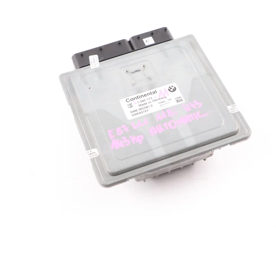 N43 143HP Engine Control Unit ECU DME Automatic to BMW E87 E90 118i 318i with Part number 7579142 BMW E87 E90 118i 318i N43 143HP Engine Control Unit ECU DME Automatic - SKU 7579142-11 - Part number 7579142
