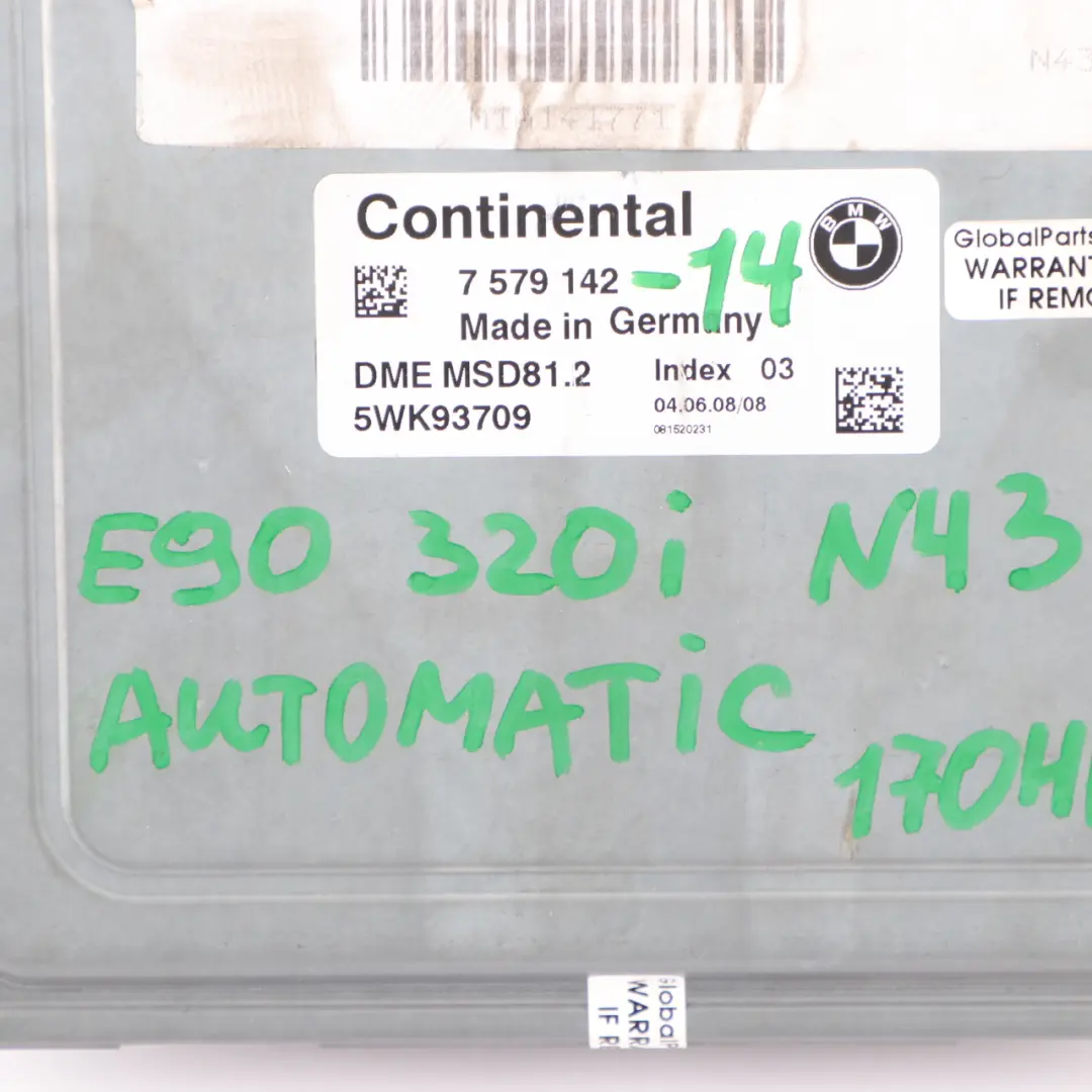 BMW E87 LCI E90 120i 320i N43 170HP ECU Kit DME CAS3 Key Automatic - SKU 7579142-14 - Part number 7579142