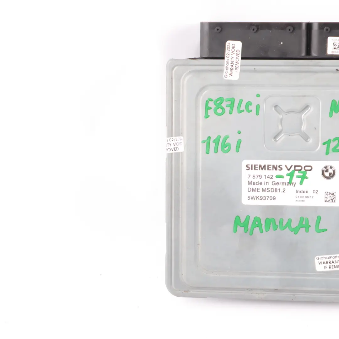 N43 122HP Engine Control Unit ECU DME Manual BMW E87 LCI 116i E90 316i - SKU 7579142-17 - Part number 7579142