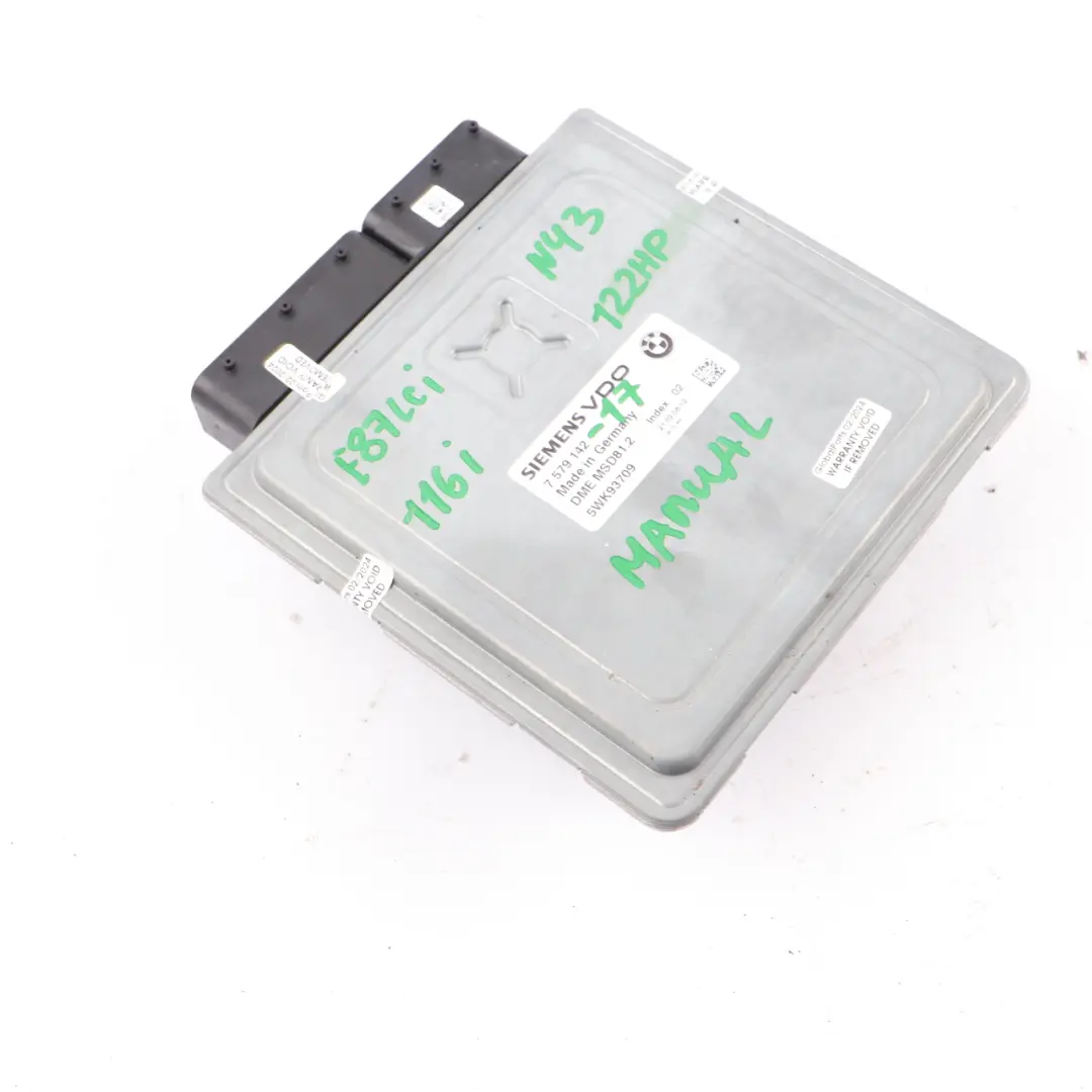 N43 122HP Engine Control Unit ECU DME Manual BMW E87 LCI 116i E90 316i - SKU 7579142-17 - Part number 7579142