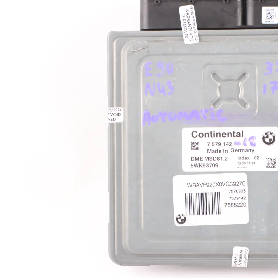 BMW E81 E87 LCI E90 120i 320i Essence N43 170HP ECU Moteur DME Manuel - SKU 7579142-18 - Numéro de pièce 7579142