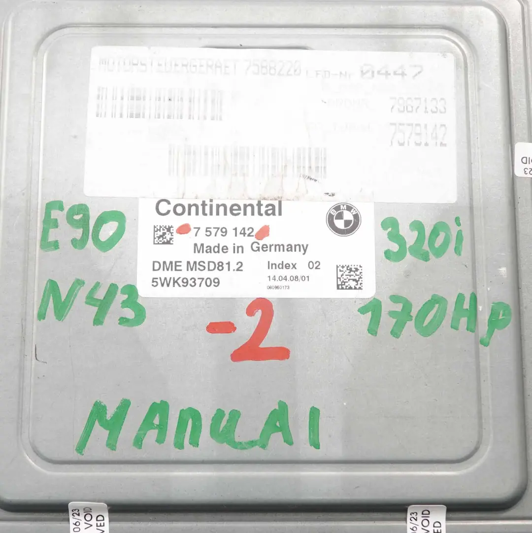 BMW E81 E87 LCI E90 120i 320i Petrol N43 170HP Engine ECU DME Manual - SKU 7579142-2 - Part number 7579142