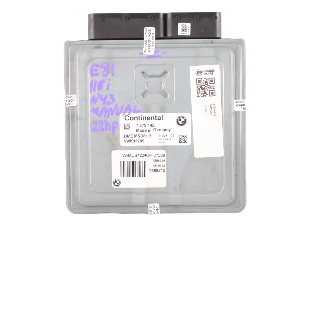 Gasolina N43 Kit ECU DME CAS3 Clave para BMW E87 LCI E90 116i 316i 1.6 con número de pieza 7579142 BMW E87 LCI E90 116i 316i 1.6 Gasolina N43 Kit ECU DME CAS3 Clave - SKU 7579142-5 - Número de pieza 7579142