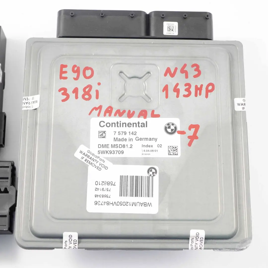 Gasolina ECU Kit Motor N43 DME Llave Manual para BMW E87 LCI E90 118i 318i con número de pieza 7579142 BMW E87 LCI E90 118i 318i Gasolina ECU Kit Motor N43 DME Llave Manual - SKU 7579142-7 - Número de pieza 7579142