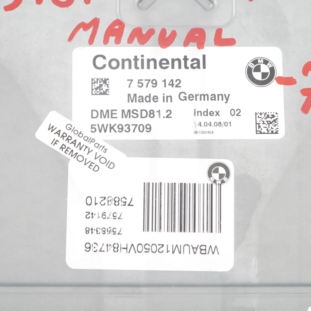 BMW E87 LCI E90 Benzina ECU Kit Motore N43 DME CAS3 Chiave Manual - SKU 7579142-7 - Numero di parte 7579142