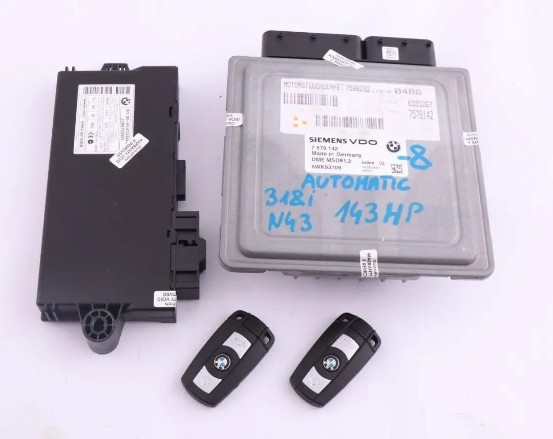 BMW 1 3 Series E87 LCI E90 318i N43 ECU KIT DME CAS3 2 Keys Automatic - SKU 7579142-8 - Part number 7579142