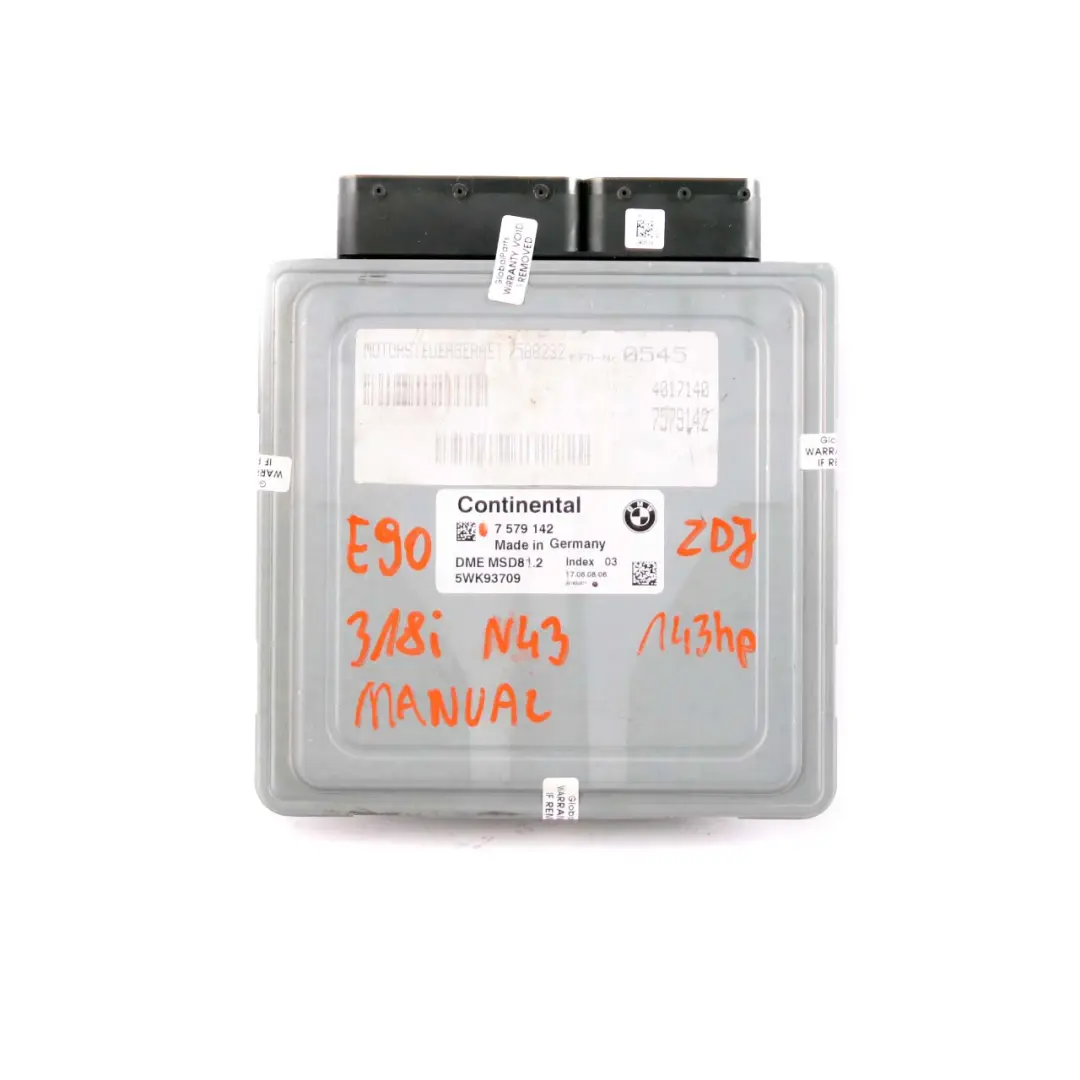 N43 Petrol ECU Engine Control Unit DME Manual to BMW E87 LCI E90 118i 318i with Part number 7579142 BMW E87 LCI E90 118i 318i N43 Petrol ECU Engine Control Unit DME Manual - SKU 7579142 - Part number 7579142
