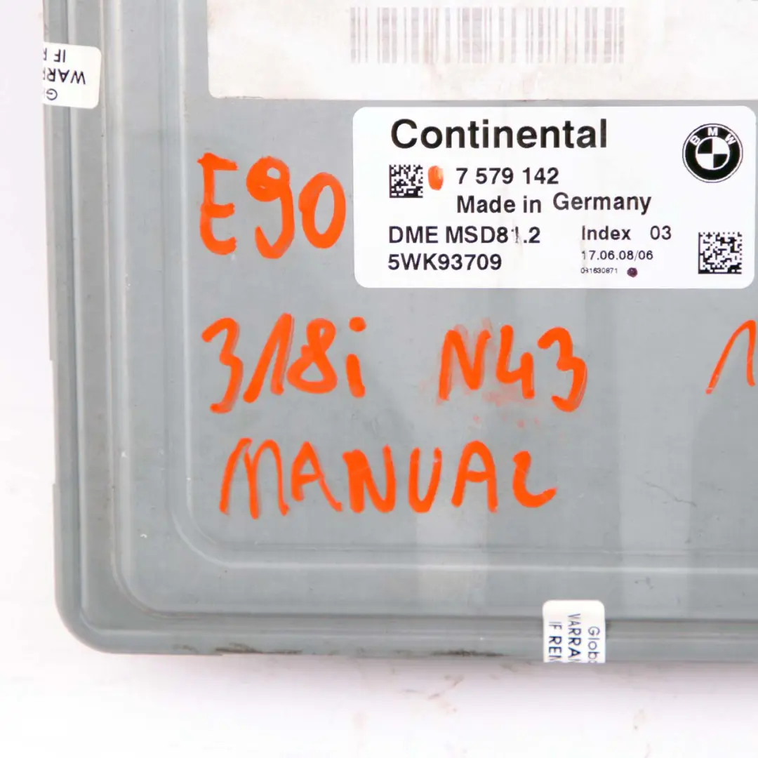 N43 Boitier Base DME ECU pour BMW E81 E87 LCI E90 à propos du numéro de pièce 7579142 BMW E81 E87 LCI E90 N43 Boitier Base DME ECU - SKU 7579142 - Numéro de pièce 7579142