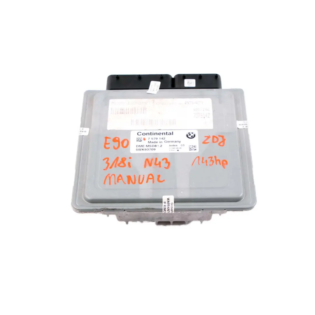 N43 Benzina ECU Unita Controllo Motore DME Manuale per BMW E87 LCI E90 118i 318i con numero di parte 7579142 BMW E87 LCI E90 118i 318i N43 Benzina ECU Unita Controllo Motore DME Manuale - SKU 7579142 - Numero di parte 7579142