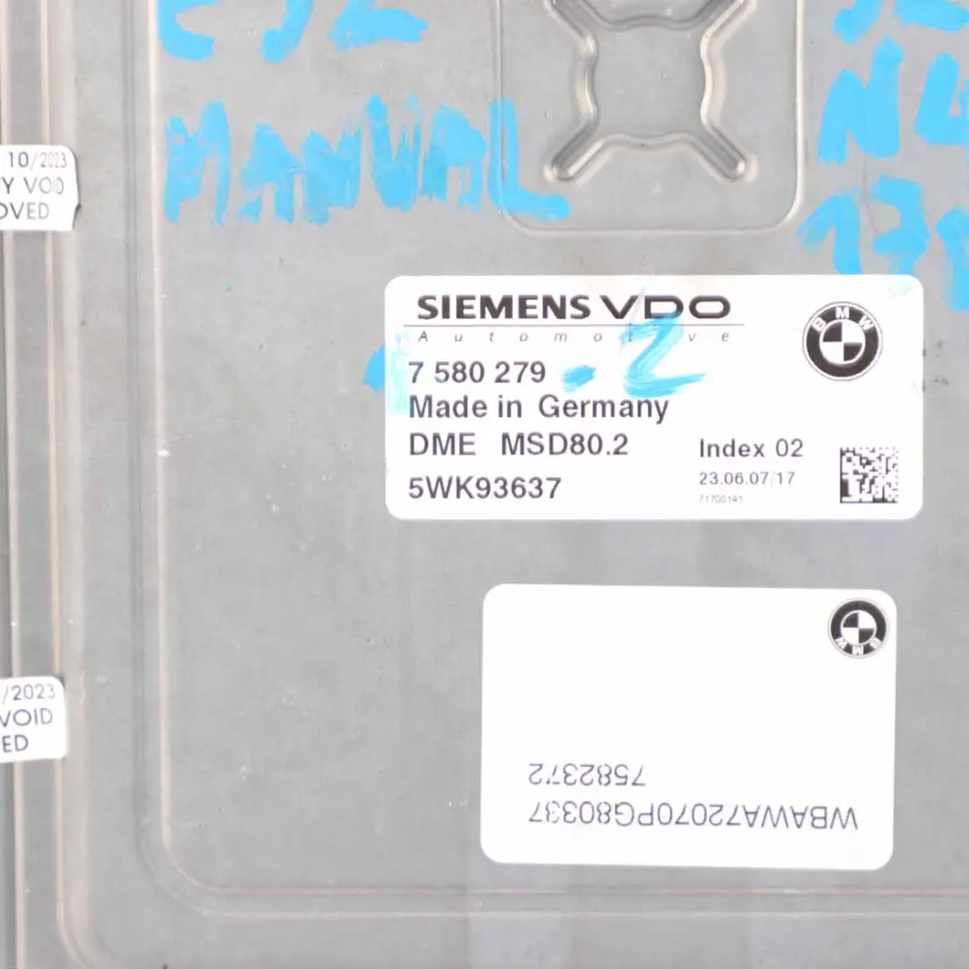 BMW E87 LCI E90 E92 120i 320i N43 170HP ECU Kit DME CAS3 Clave Manual - SKU 7580279-2 - Número de pieza 7580279