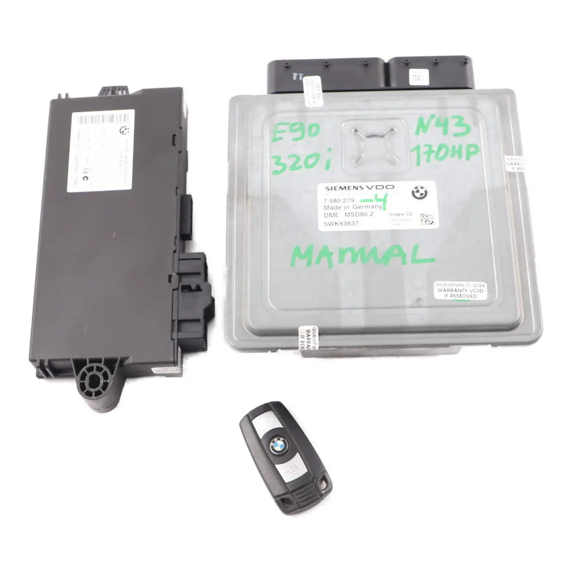 BMW E81 E87 E90 120i 320i N43 Kit ECU DME CAS3 Clé 7580279 Manuel