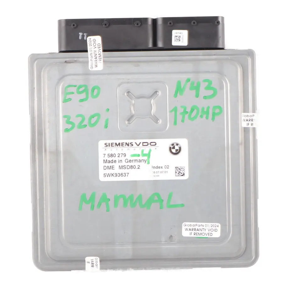 N43 ECU Kit DME CAS3 Clave Manual para BMW E81 E87 E90 120i 320i con número de pieza 7580279 BMW E81 E87 E90 120i 320i N43 ECU Kit DME CAS3 Clave Manual - SKU 7580279-4 - Número de pieza 7580279