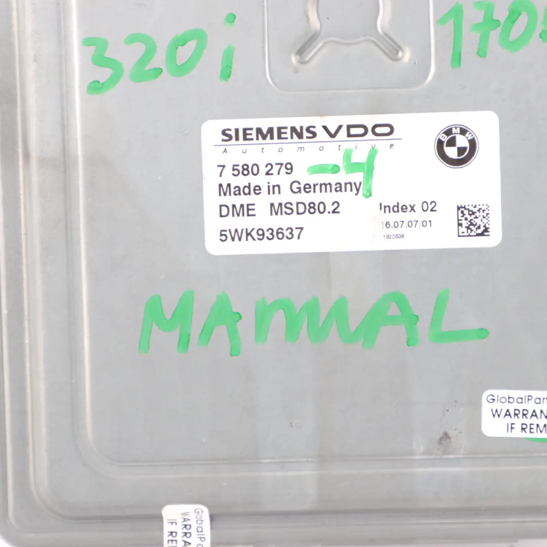 BMW E81 E87 E90 120I 320I N43 Kit Ecu Dme Cas3 Chiave Manuale - SKU 7580279-4 - Numero di parte 7580279