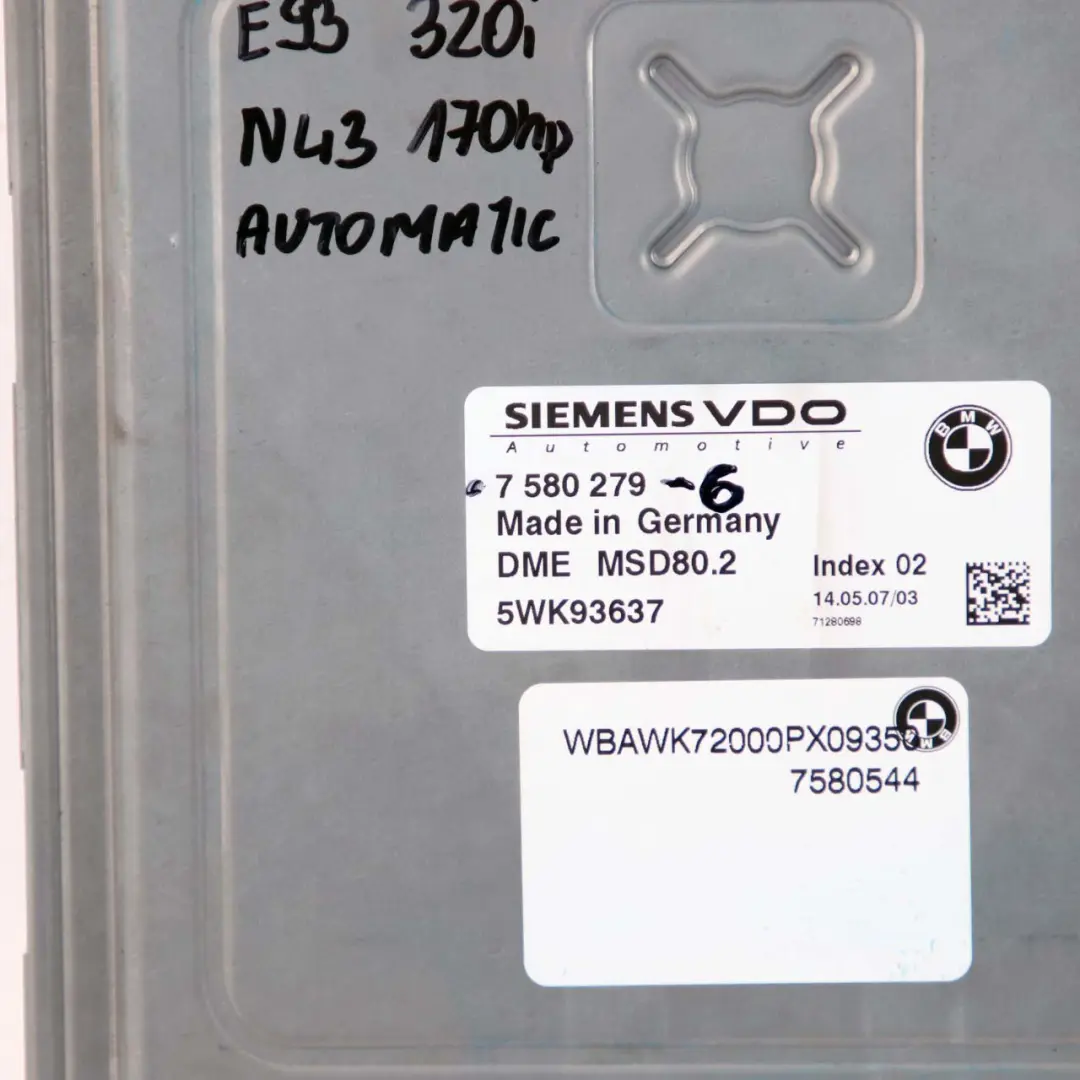 BMW 1 3 Series E81 E87 E90 120i 320i N43 ECU Kit DME CAS3 Keys Automatic - SKU 7580279-6 - Part number 7580279