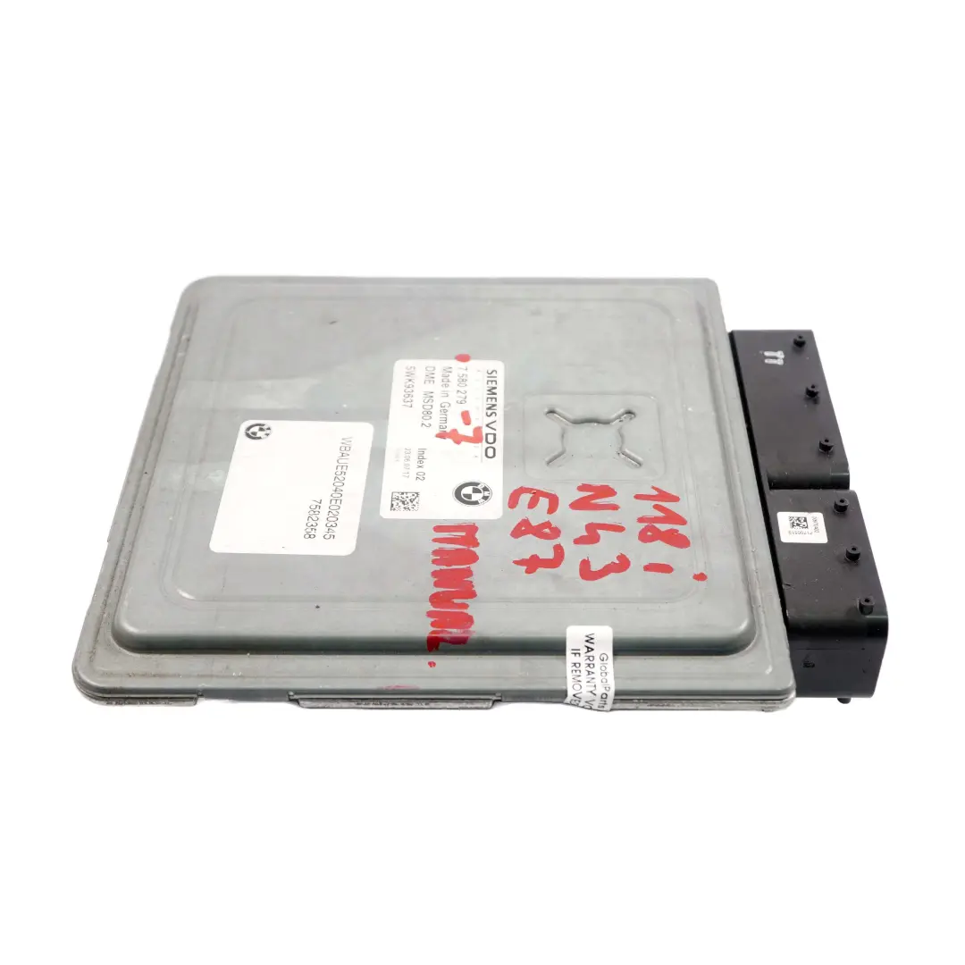 N43 143HP ECU Unidad Control Motor DME Manual para BMW E87 LCI E90 118i 318i con número de pieza 7580279 BMW E87 LCI E90 118i 318i N43 143HP ECU Unidad Control Motor DME Manual - SKU 7580279-7 - Número de pieza 7580279