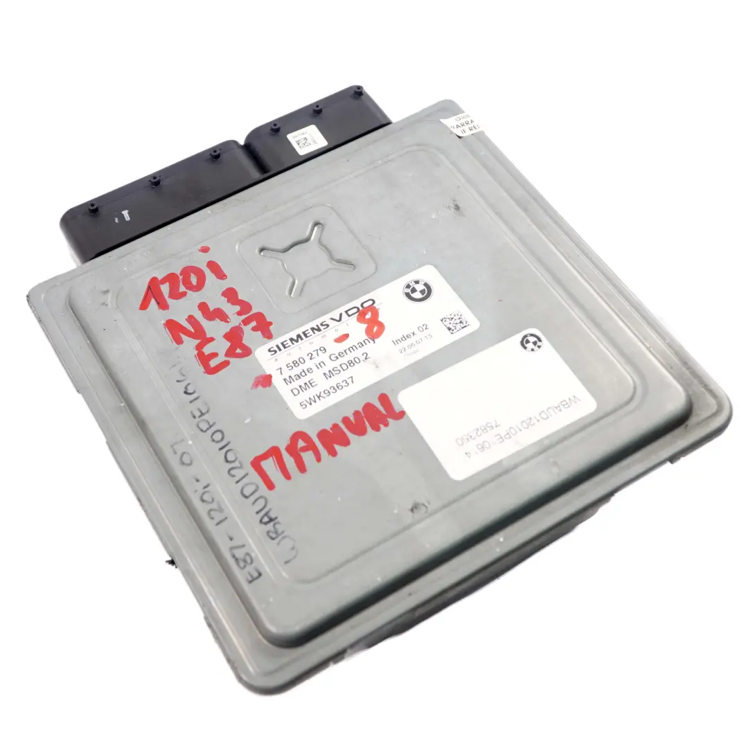 N43 143HP ECU Unidad Control Motor DME Manual para BMW E87 LCI E90 120i 320i con número de pieza 7580279 BMW E87 LCI E90 120i 320i N43 143HP ECU Unidad Control Motor DME Manual - SKU 7580279-8 - Número de pieza 7580279
