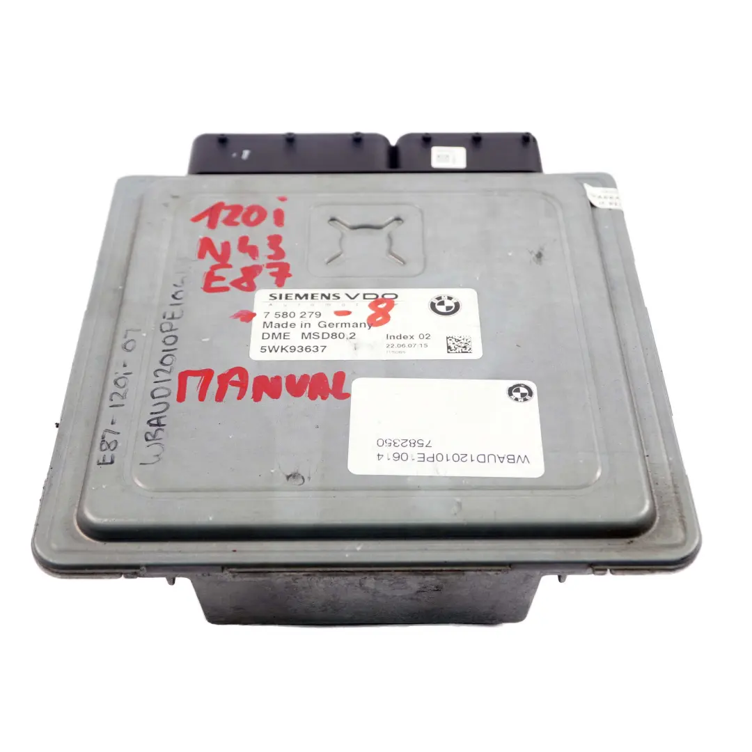 BMW E87 LCI E90 120i 320i N43 143HP ECU Engine Control Unit DME Manual - SKU 7580279-8 - Part number 7580279