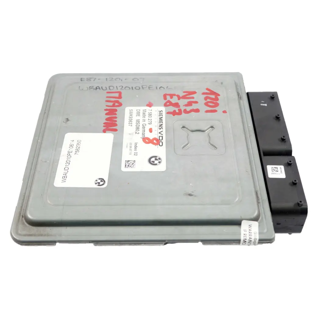 BMW E87 LCI E90 120i 320i N43 143HP ECU Engine Control Unit DME Manual - SKU 7580279-8 - Part number 7580279