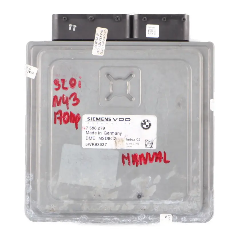 N43 170HP ECU Unité contrôle du moteur DME Manual pour BMW E87 LCI E90 320i à propos du numéro de pièce 7580279 BMW E87 LCI E90 320i N43 170HP ECU Unité contrôle du moteur DME Manual - SKU 7580279 - Numéro de pièce 7580279