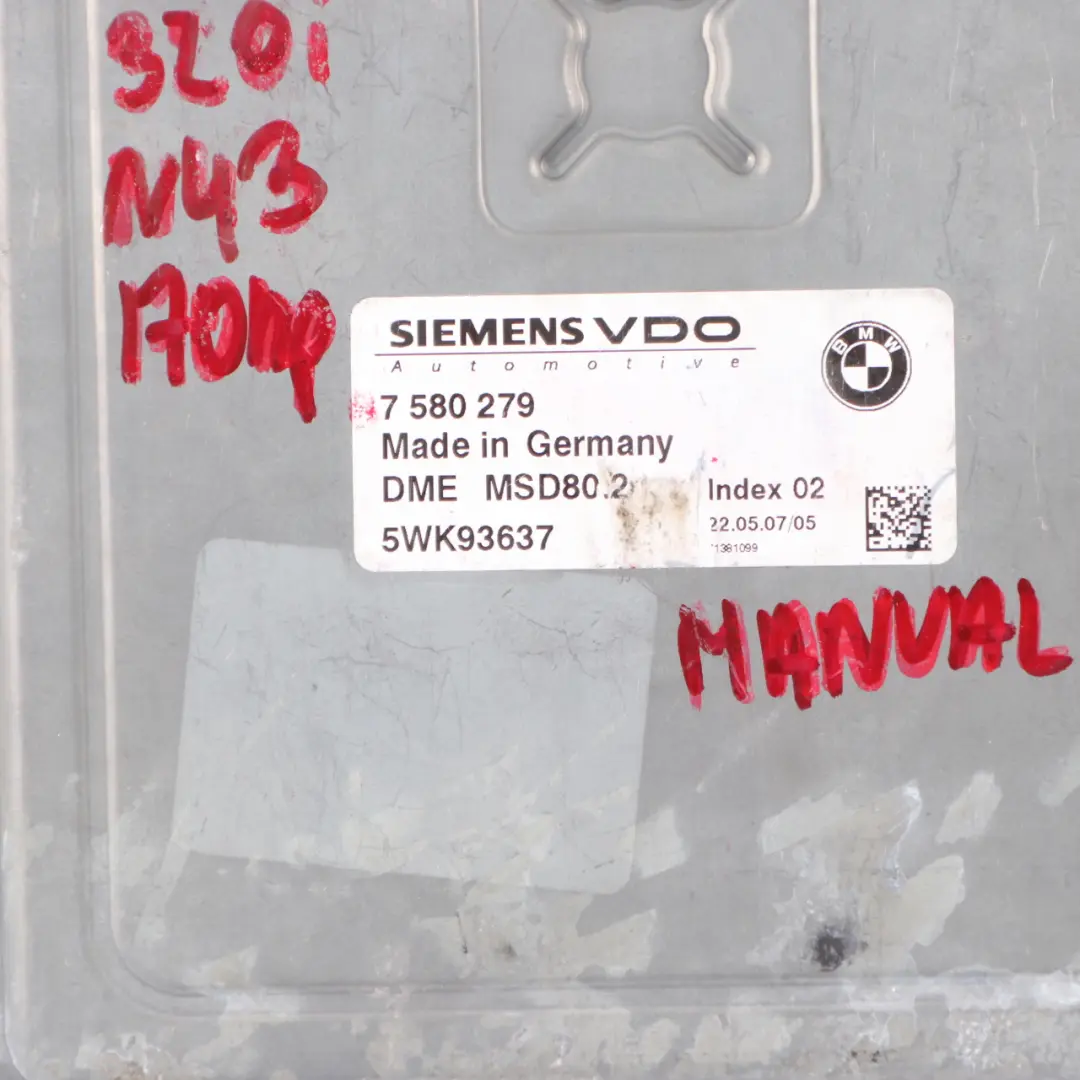 N43 170HP ECU Engine Control Unit DME Manual to BMW E87 LCI E90 320i with Part number 7580279 BMW E87 LCI E90 320i N43 170HP ECU Engine Control Unit DME Manual - SKU 7580279 - Part number 7580279