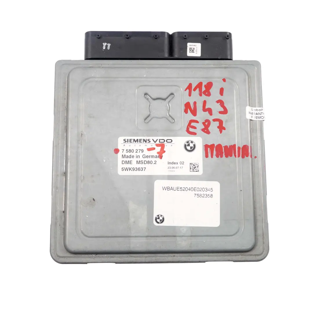 N43 170HP ECU Engine Control Unit DME Manual to BMW E87 LCI E90 320i with Part number 7580279 BMW E87 LCI E90 320i N43 170HP ECU Engine Control Unit DME Manual - SKU 7580279 - Part number 7580279