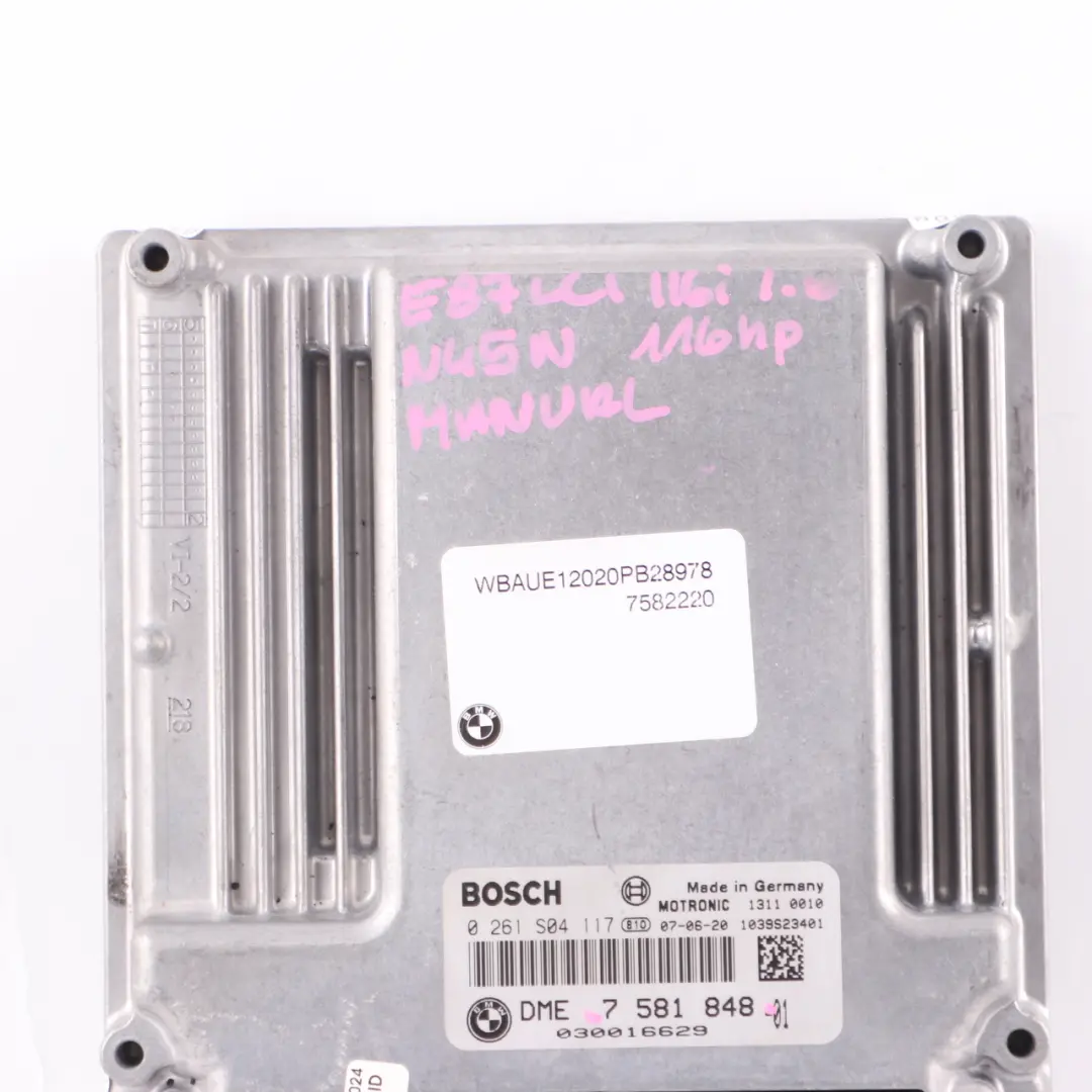 N45N 116HP Engine ECU Unit DME Manual to BMW E81 E87 LCI E90 116i 316i with Part number 7581848 BMW E81 E87 LCI E90 116i 316i N45N 116HP Engine ECU Unit DME Manual - SKU 7581848 - Part number 7581848