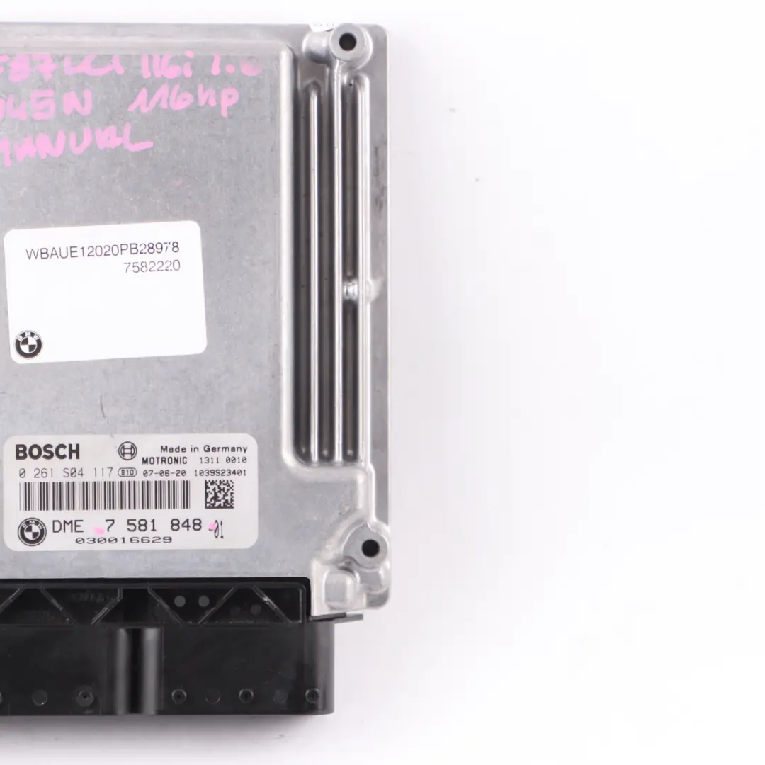 BMW E81 E87 LCI E90 116I 316I N45N 116HP Motore ECU DME Cambio Manuale - SKU 7581848 - Numero di parte 7581848