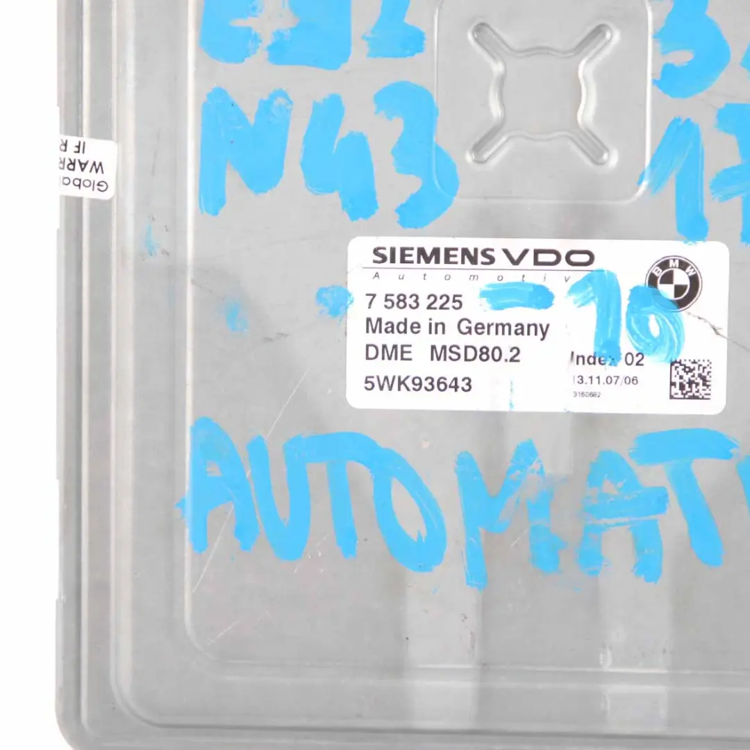 N43 Motor Steuergerät DME Schüssel Manu für BMW E81 E87 E90 E91 120i 320i mit Teilenummer 7583225 BMW E81 E87 E90 E91 120i 320i N43 Motor Steuergerät DME Schüssel Manu - SKU 7583225-10 - Teilenummer 7583225