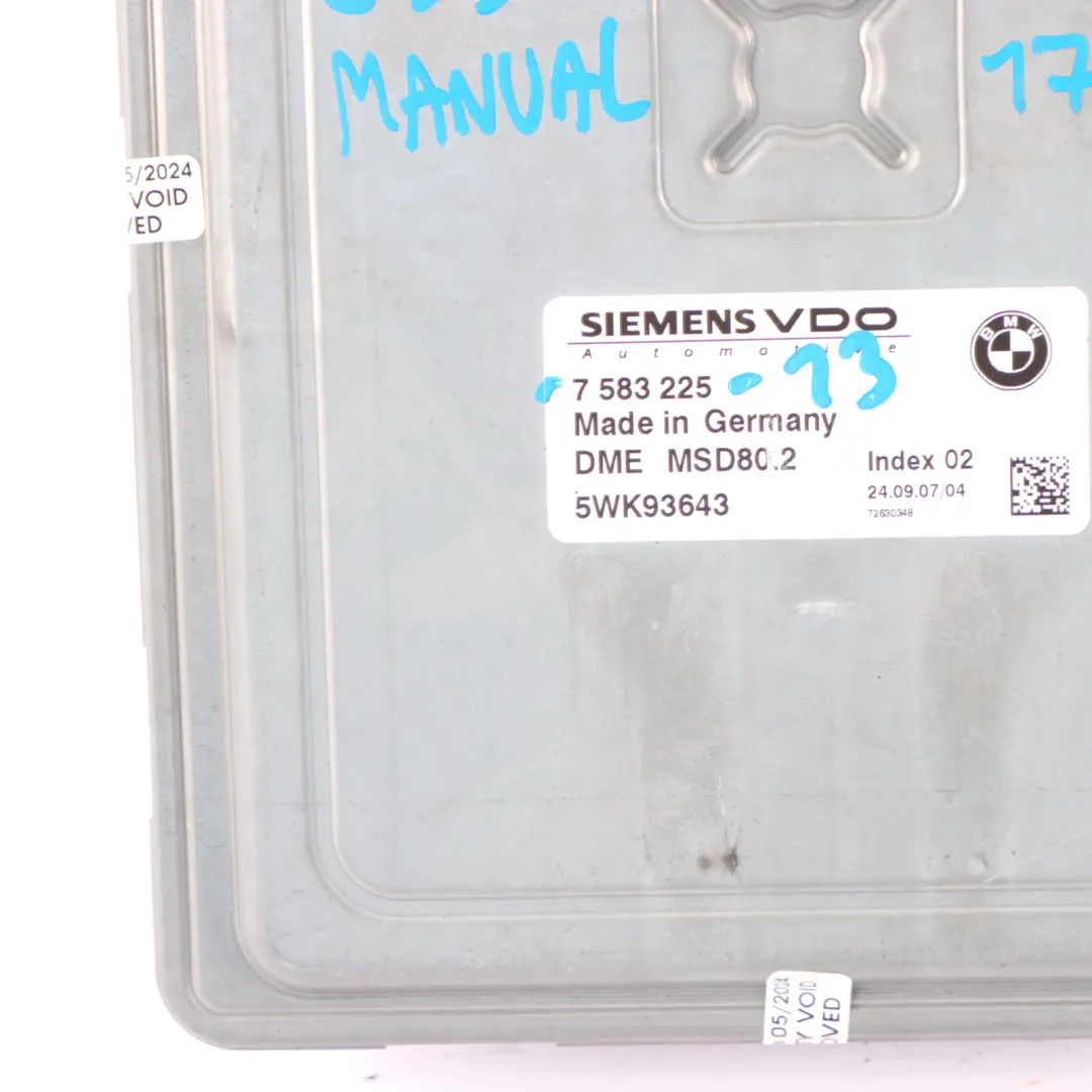 BMW E81 E87 E90 N43 120i 320i N43 170HP ECU Kit DME CAS3 Key Manual - SKU 7583225-13 - Part number 7583225