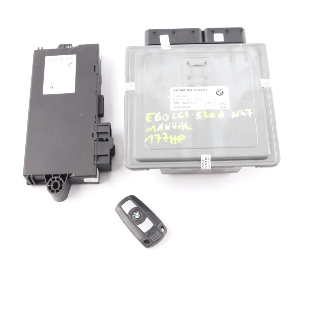 N43 Engine ECU KIT DME CAS3 + Key to BMW E60 E87 LCI E90 120i 320i 520i with Part number 7583225 BMW E60 E87 LCI E90 120i 320i 520i N43 Engine ECU KIT DME CAS3 + Key - SKU 7583225-2 - Part number 7583225
