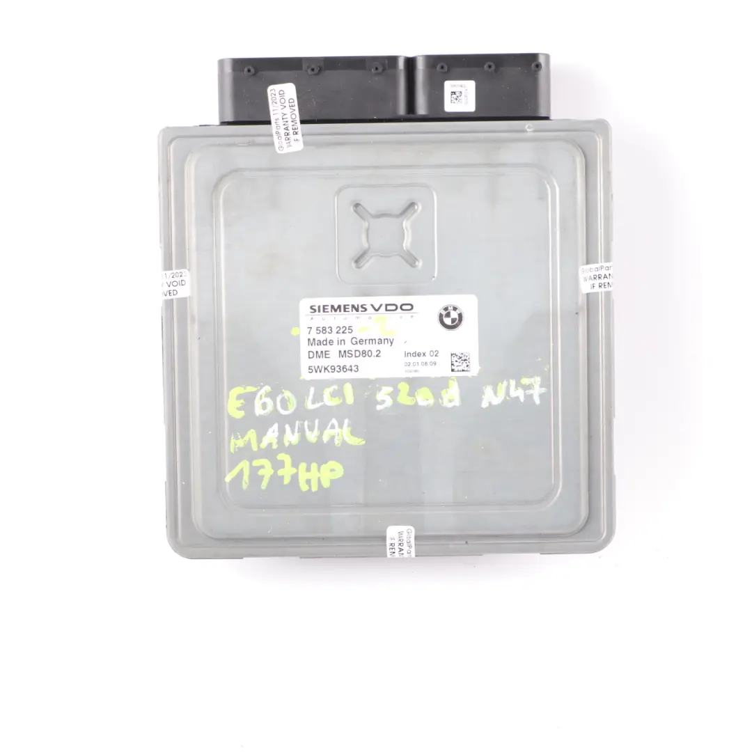 N43 Engine ECU KIT DME CAS3 + Key to BMW E60 E87 LCI E90 120i 320i 520i with Part number 7583225 BMW E60 E87 LCI E90 120i 320i 520i N43 Engine ECU KIT DME CAS3 + Key - SKU 7583225-2 - Part number 7583225