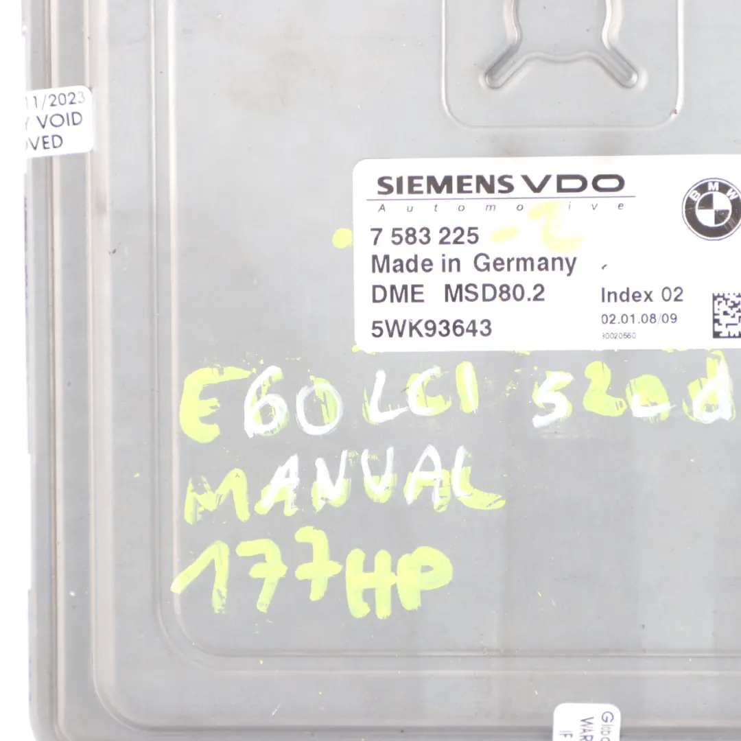 N43 Engine ECU KIT DME CAS3 + Key to BMW E60 E87 LCI E90 120i 320i 520i with Part number 7583225 BMW E60 E87 LCI E90 120i 320i 520i N43 Engine ECU KIT DME CAS3 + Key - SKU 7583225-2 - Part number 7583225
