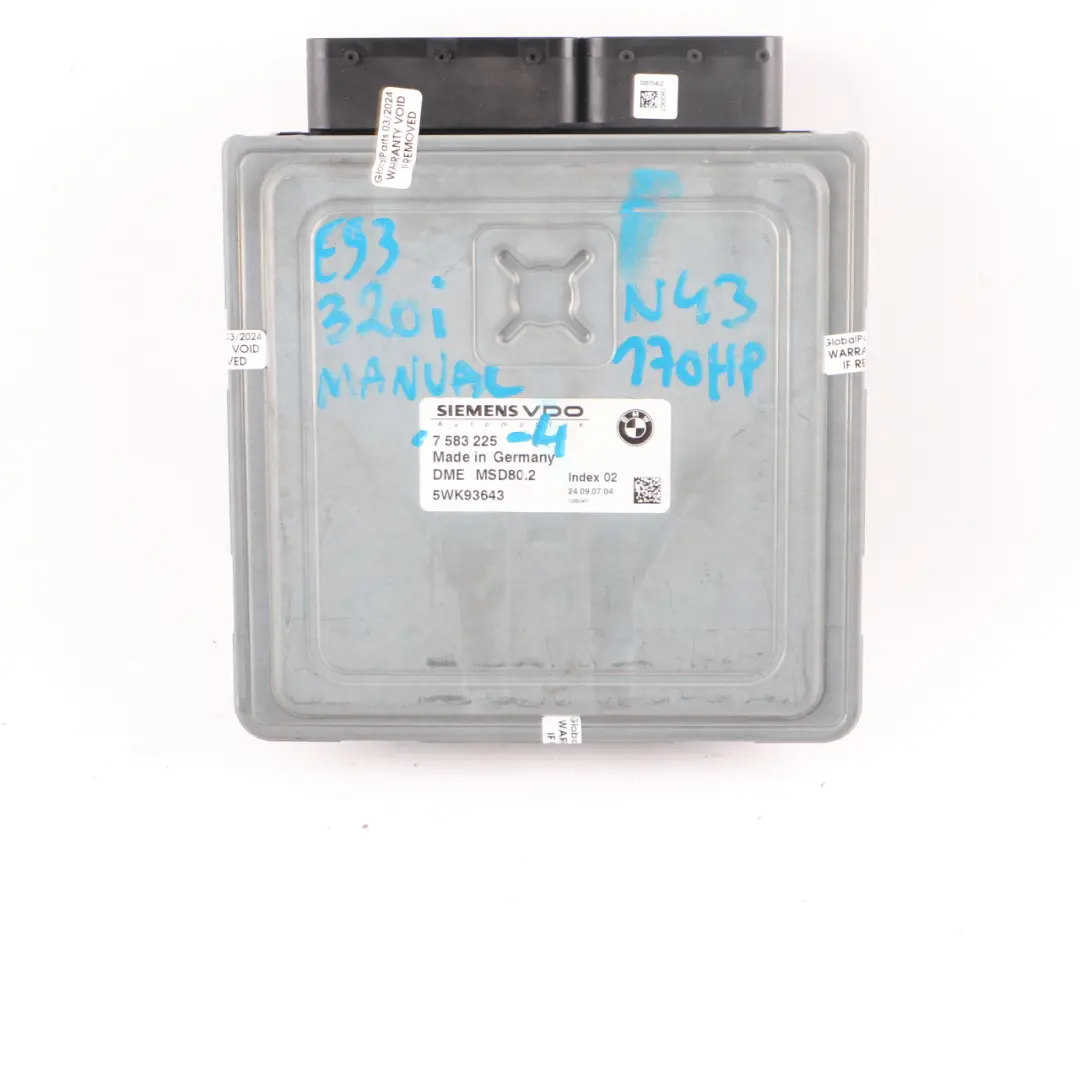 BMW E81 E87 LCI E90 120I 320I Benzina N43 Motore ECU KIT DME CAS3 Chiave - SKU 7583225-4 - Numero di parte 7583225