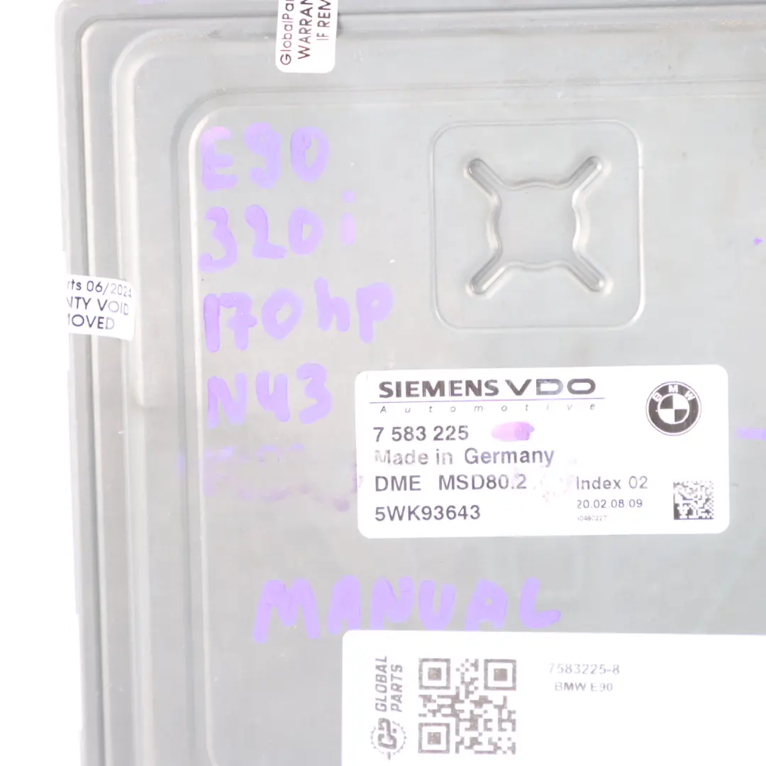 BMW E87 LCI E90 E91 120i 320i N43 170HP ECU Kit DME CAS3 + Key Manual - SKU 7583225-8 - Part number 7583225