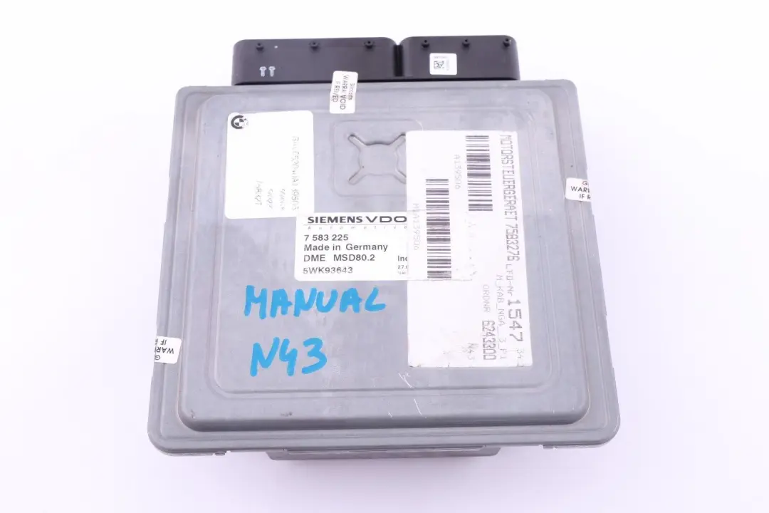 N43 116i 118i 320i DME Unità Di Controllo Motore per BMW E87 LCI E90 con numero di parte 7583225 BMW E87 LCI E90 N43 116i 118i 320i DME Unità Di Controllo Motore - SKU 7583225-9 - Numero di parte 7583225