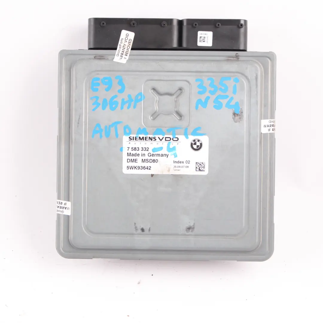 BMW E82 E90 E91 E92 135i 335i N54 306HP ECU Kit DME CAS3 Key Automatic - SKU 7583332-4 - Part number 7583332