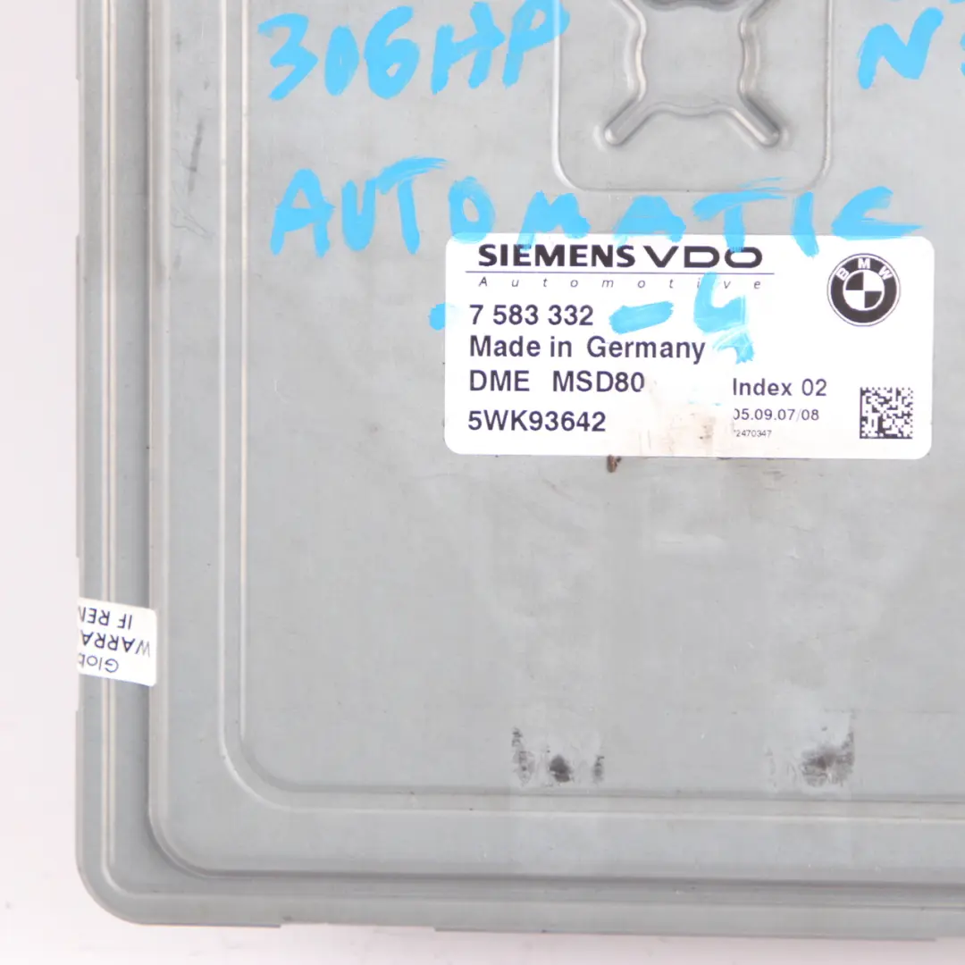 BMW E82 E90 E91 E92 135i 335i N54 306HP ECU Kit DME CAS3 Key Automatic - SKU 7583332-4 - Part number 7583332