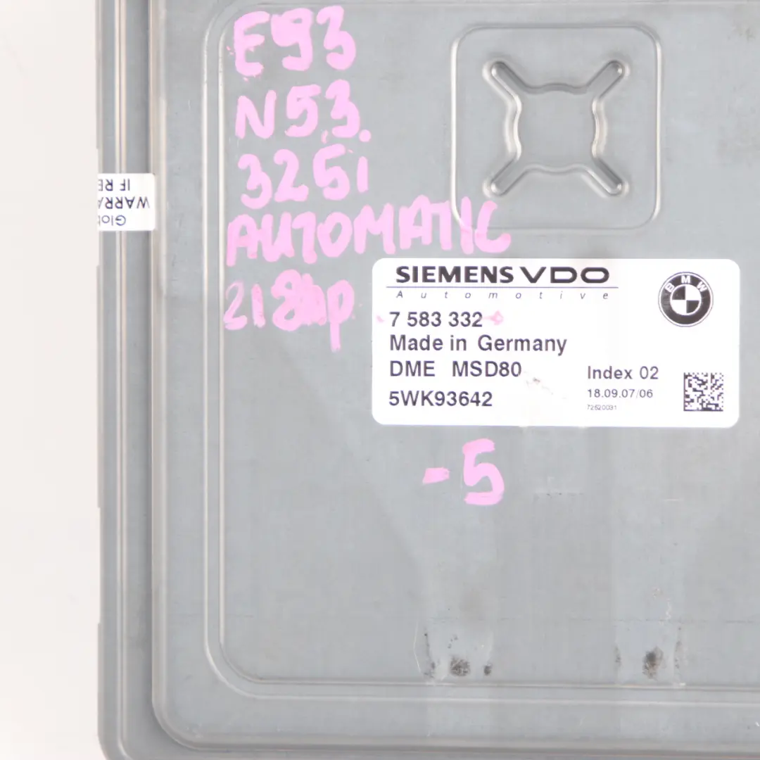 N53 218HP Engine ECU Kit DME CAS3 + Keys Manual to BMW E90 E91 LCI 325i with Part number 7583332 BMW E90 E91 LCI 325i N53 218HP Engine ECU Kit DME CAS3 + Keys Manual - SKU 7583332-5 - Part number 7583332
