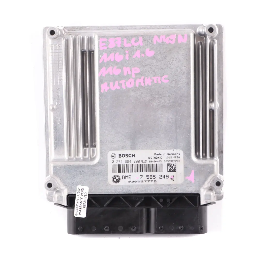 N45N ECU Kit DME + CAS3 + Key Automatic to BMW E87 LCI E90 116i 316i 1.6 with Part number 7585249 BMW E87 LCI E90 116i 316i 1.6 N45N ECU Kit DME + CAS3 + Key Automatic - SKU 7585249-1 - Part number 7585249