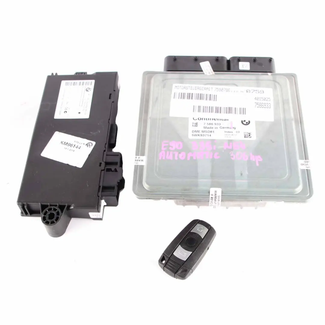 N54 ECU Kit Control Unit DME CAS3 Key Automatic to BMW E90 E92 335i Petrol with Part number 7586933 BMW E90 E92 335i Petrol N54 ECU Kit Control Unit DME CAS3 Key Automatic - SKU 7586933-1 - Part number 7586933