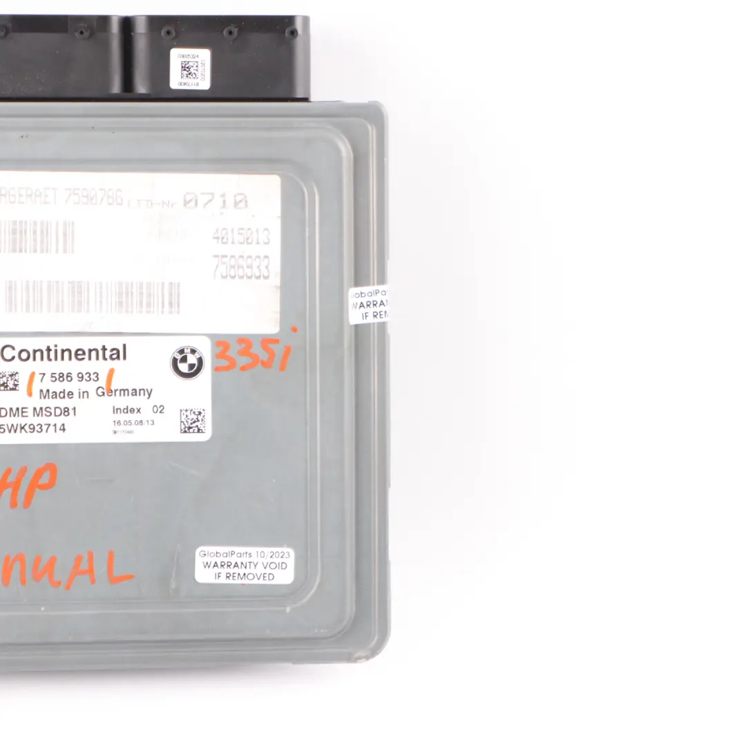 N54 ECU Engine Control Unit Module DME Manual to BMW E90 E92 335i Petrol with Part number 7586933 BMW E90 E92 335i Petrol N54 ECU Engine Control Unit Module DME Manual - SKU 7586933 - Part number 7586933