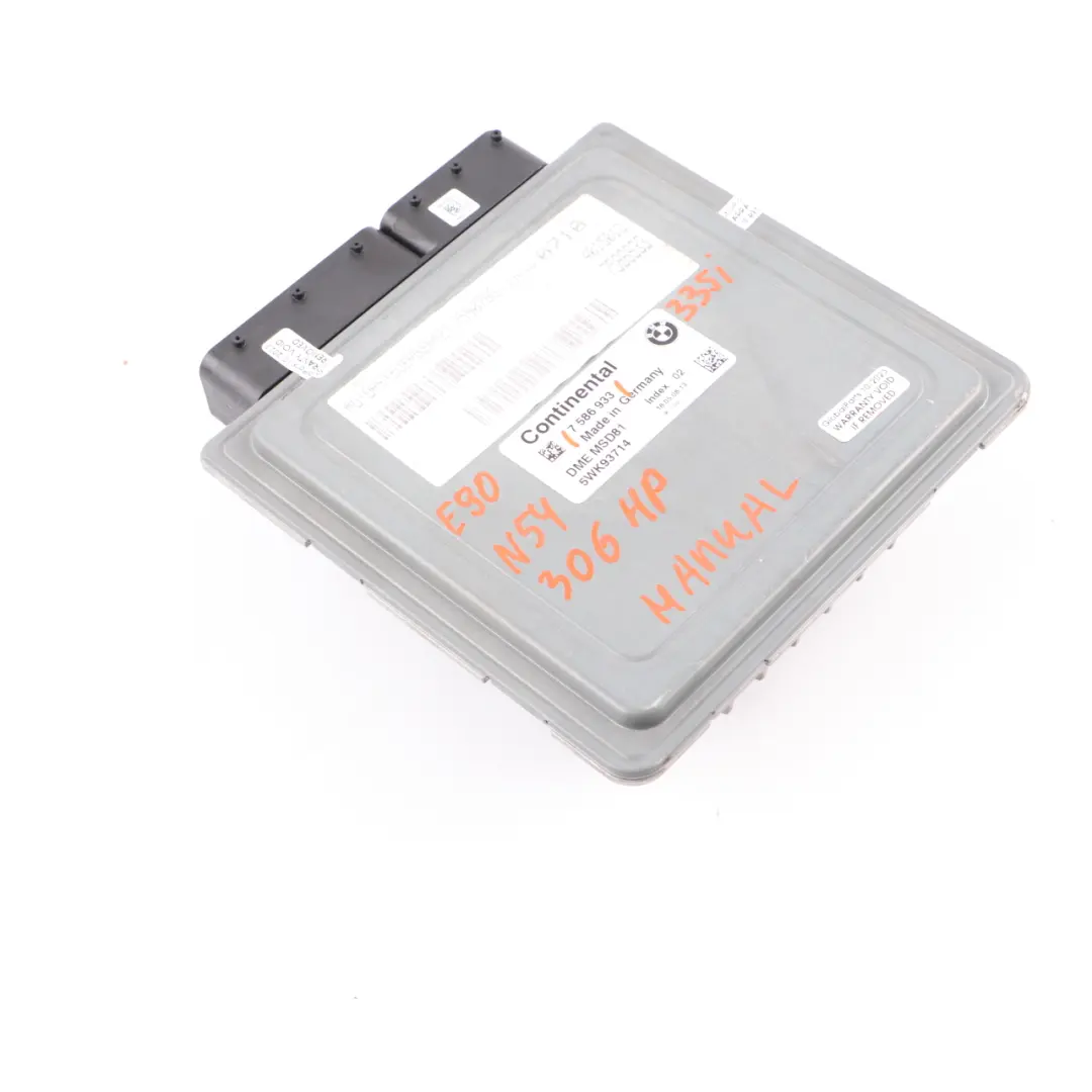 N54 ECU Engine Control Unit Module DME Manual to BMW E90 E92 335i Petrol with Part number 7586933 BMW E90 E92 335i Petrol N54 ECU Engine Control Unit Module DME Manual - SKU 7586933 - Part number 7586933