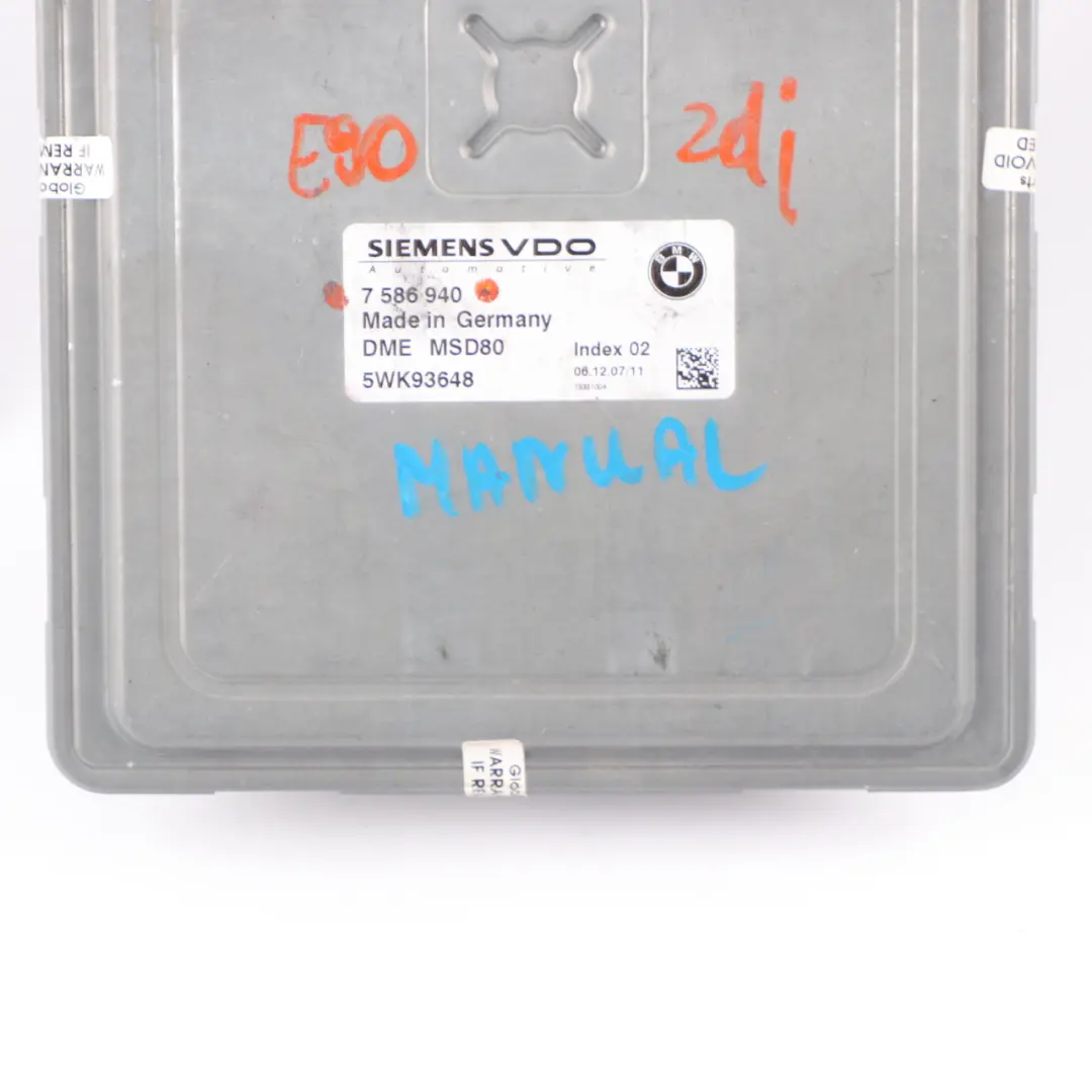 N53 Kit Centralina Motore DME Manuale per BMW E60 LCI E90 E91 E92 E93 con numero di parte 7586940 BMW E60 LCI E90 E91 E92 E93 N53 Kit Centralina Motore DME Manuale - SKU 7586940 - Numero di parte 7586940