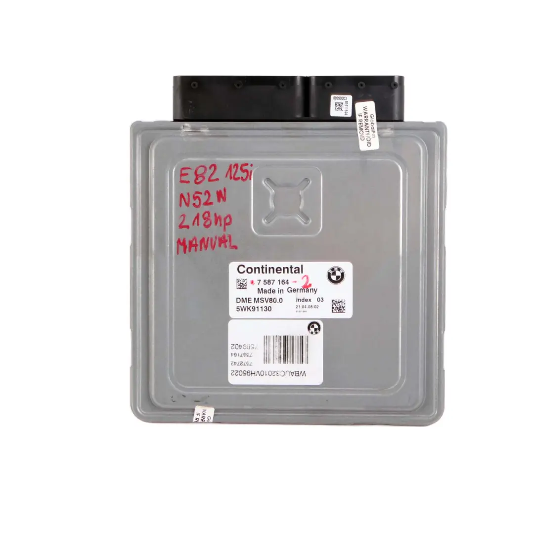 BMW E82 E88 Cabrio 125i N52N 218HP ECU Kit DME CAS3 Clave Manual - SKU 7587164-2 - Número de pieza 7587164