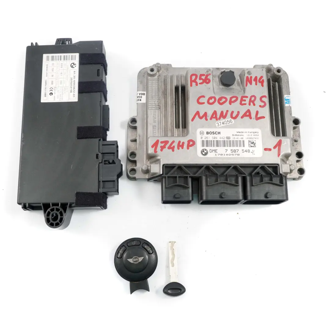 174HP ECU Kit DME CAS3 chiave manuale per Mini Cooper S R55 R56 N14 1.6 con numero di parte 7587548 Mini Cooper S R55 R56 N14 1.6 174HP ECU Kit DME CAS3 chiave manuale - SKU 7587548-1 - Numero di parte 7587548