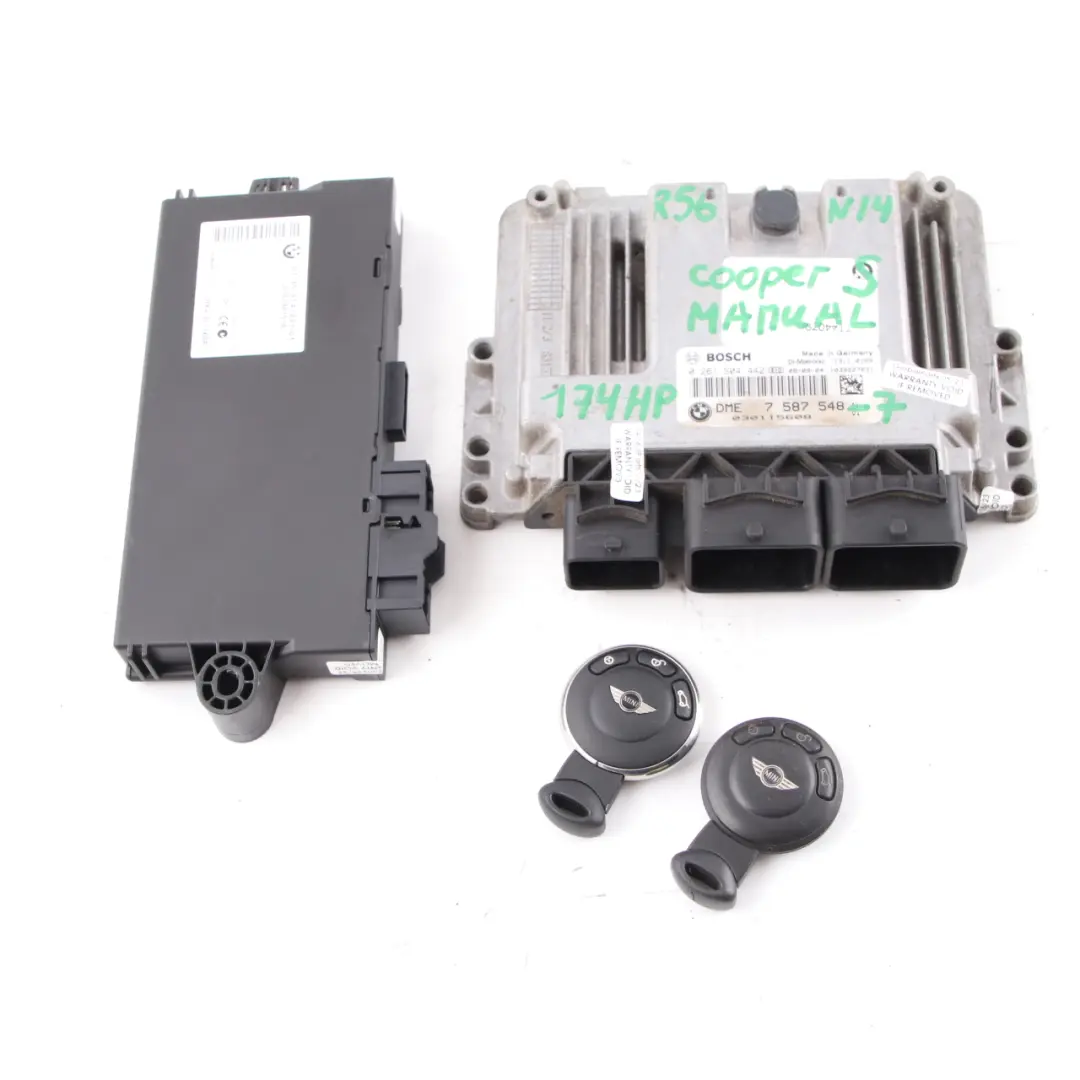 174HP ECU Kit DME + CAS3 + 2 Keys Manual to Mini Cooper S R55 R56 N14 1.6 with Part number 7587548 Mini Cooper S R55 R56 N14 1.6 174HP ECU Kit DME + CAS3 + 2 Keys Manual - SKU 7587548-7 - Part number 7587548