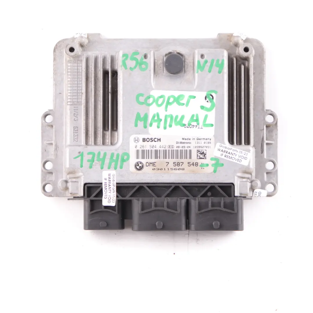 Mini Cooper S R55 R56 N14 1.6 174HP ECU Kit DME + CAS3 + 2 Keys Manual - SKU 7587548-7 - Part number 7587548