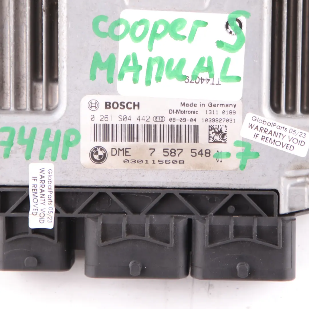 Mini Cooper S R55 R56 N14 1.6 174HP ECU Kit DME + CAS3 + 2 Keys Manual - SKU 7587548-7 - Part number 7587548