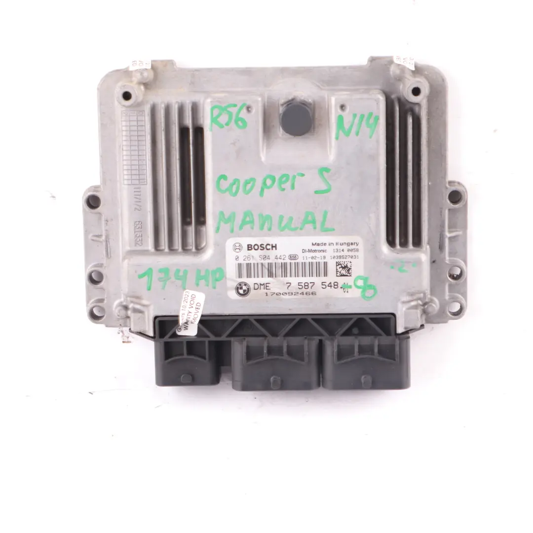 174HP ECU Kit DME + CAS3 + 2 Keys Manual to Mini Cooper S R55 R56 N14 1.6 with Part number 7587548 Mini Cooper S R55 R56 N14 1.6 174HP ECU Kit DME + CAS3 + 2 Keys Manual - SKU 7587548-8 - Part number 7587548