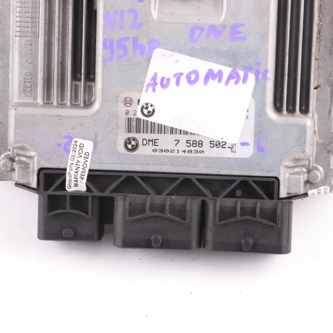 95HP Engine Control Unit ECU DME Automatic to Mini One R55 R56 Petrol N12 with Part number 7588502 Mini One R55 R56 Petrol N12 95HP Engine Control Unit ECU DME Automatic - SKU 7588502-6 - Part number 7588502